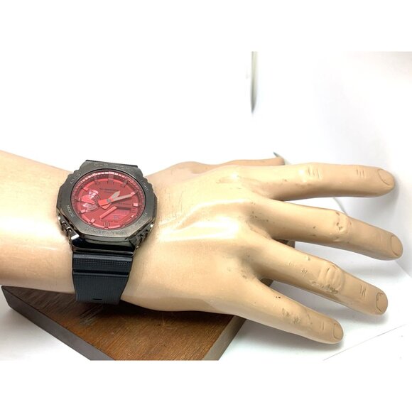 Casio G-Shock Men's Watch GM2100B Quartz Red Dial Black 44mm Analog Digital 5611 - Picture 4 of 14